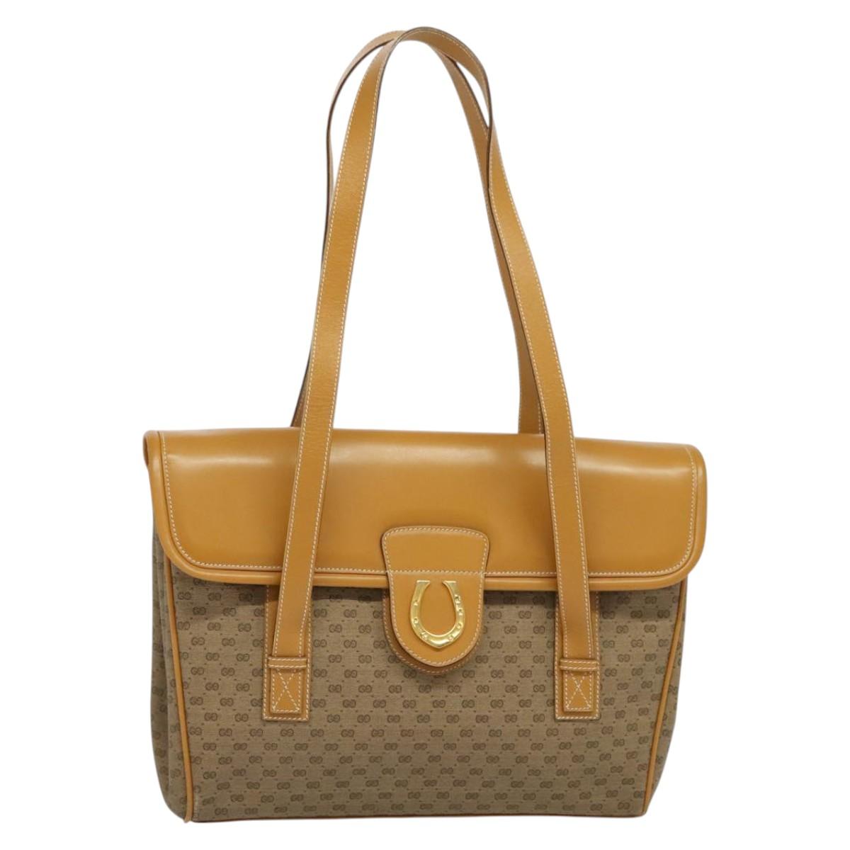 GUCCI Micro GG Supreme Hand Bag PVC Beige Gold 001 115 1199 Auth ki5990