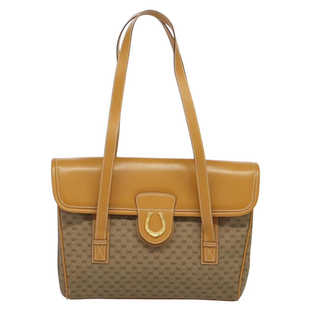 GUCCI Micro GG Supreme Hand Bag PVC Beige Gold 001 115 1199 Auth ki5990
