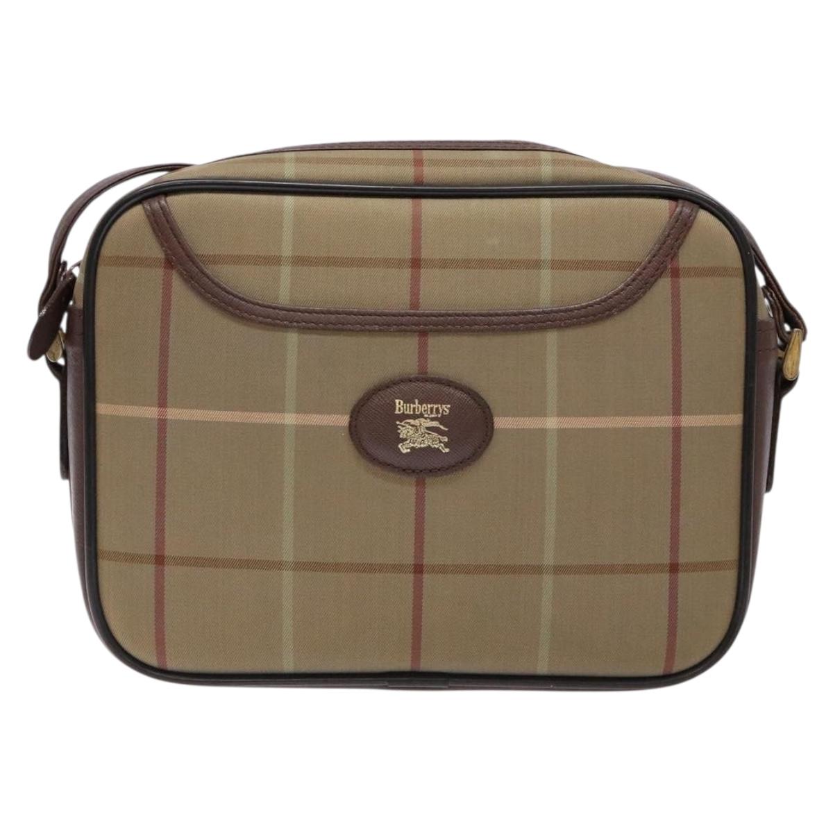 Burberrys Nova Check Shoulder Bag Canvas Beige Brown Auth ki5994