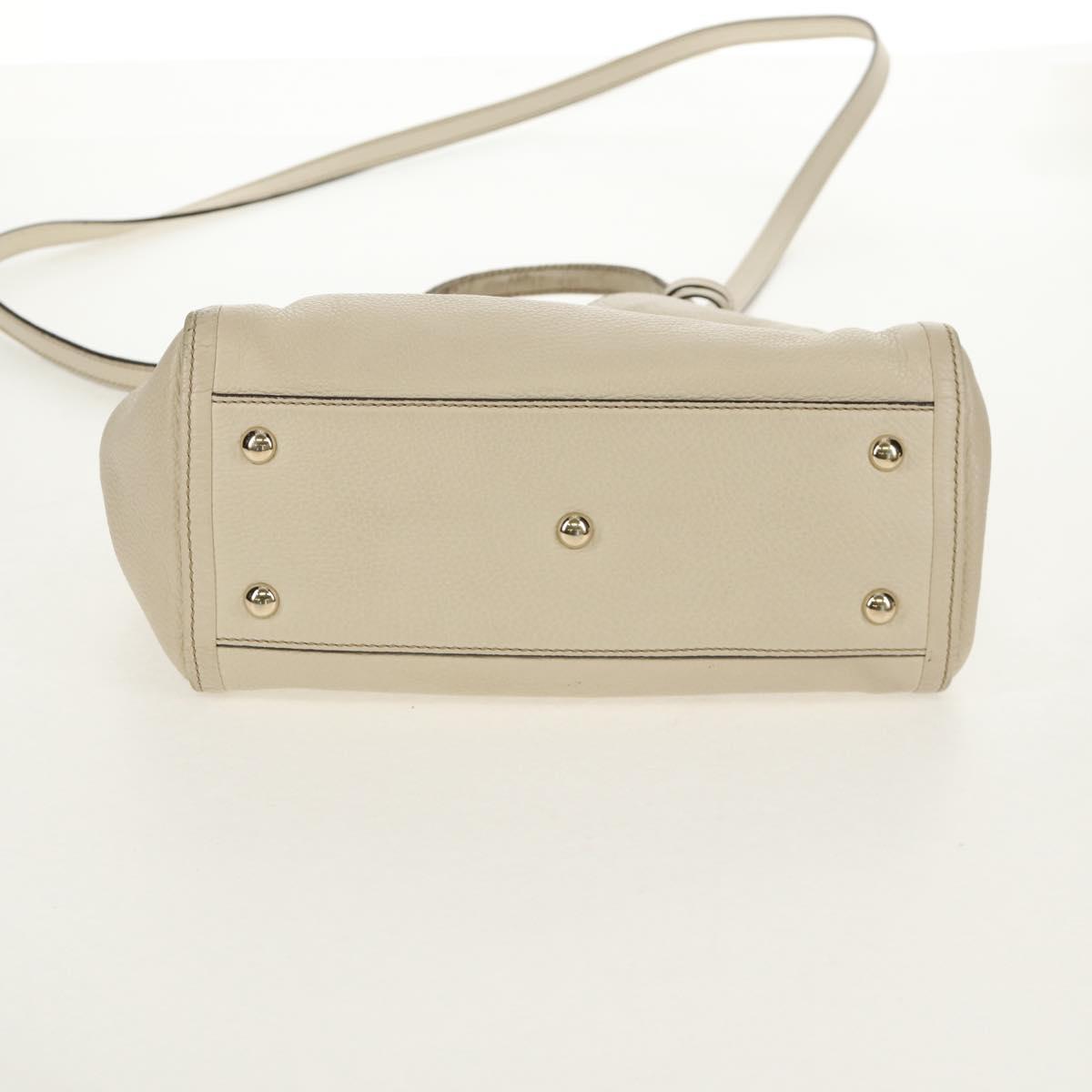 GUCCI Soho Shoulder Bag Leather 2way White Auth ki5995