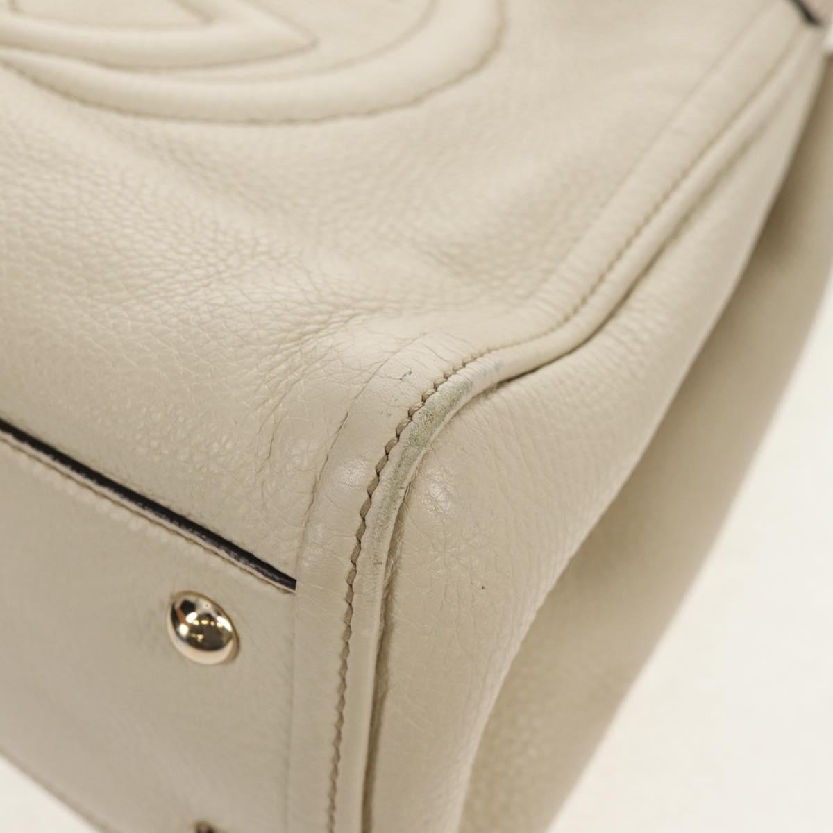 GUCCI Soho Shoulder Bag Leather 2way White Auth ki5995