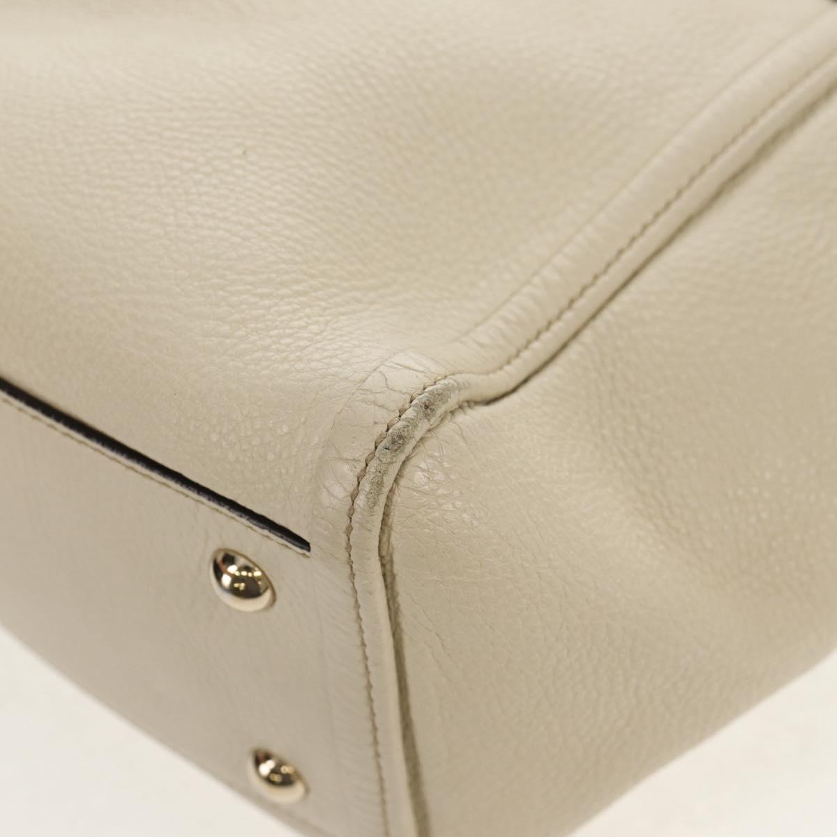 GUCCI Soho Shoulder Bag Leather 2way White Auth ki5995