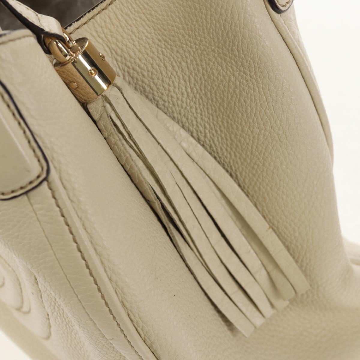 GUCCI Soho Shoulder Bag Leather 2way White Auth ki5995