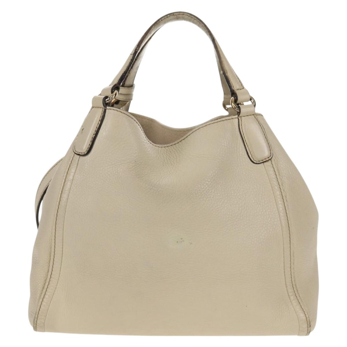 GUCCI Soho Shoulder Bag Leather 2way White Auth ki5995