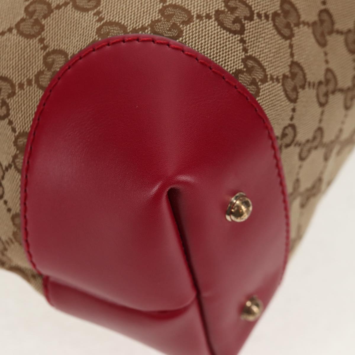 GUCCI GG Canvas Heart bit Tote Bag 2way Beige Red Auth ki5996V