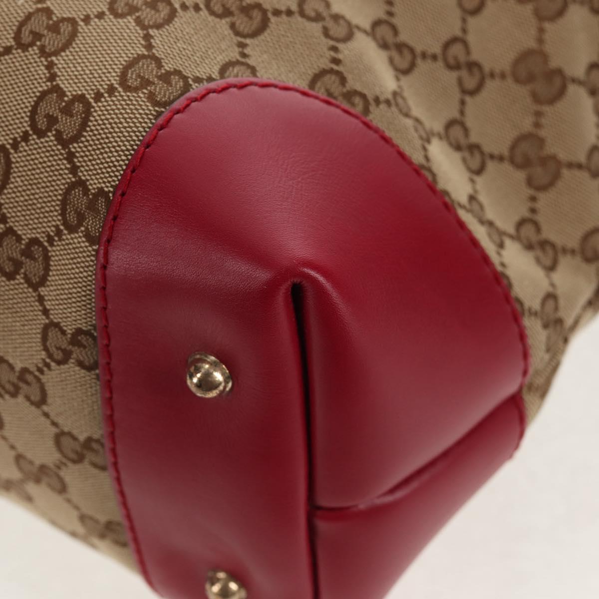 GUCCI GG Canvas Heart bit Tote Bag 2way Beige Red Auth ki5996V