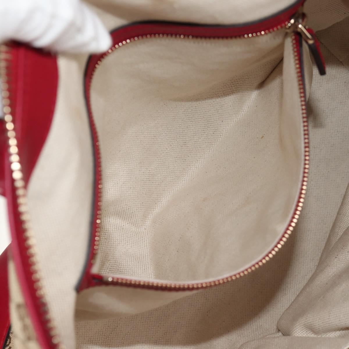 GUCCI GG Canvas Heart bit Tote Bag 2way Beige Red Auth ki5996V