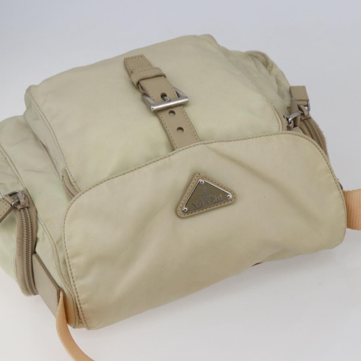 PRADA Shoulder Bag Nylon Beige Auth ki5997