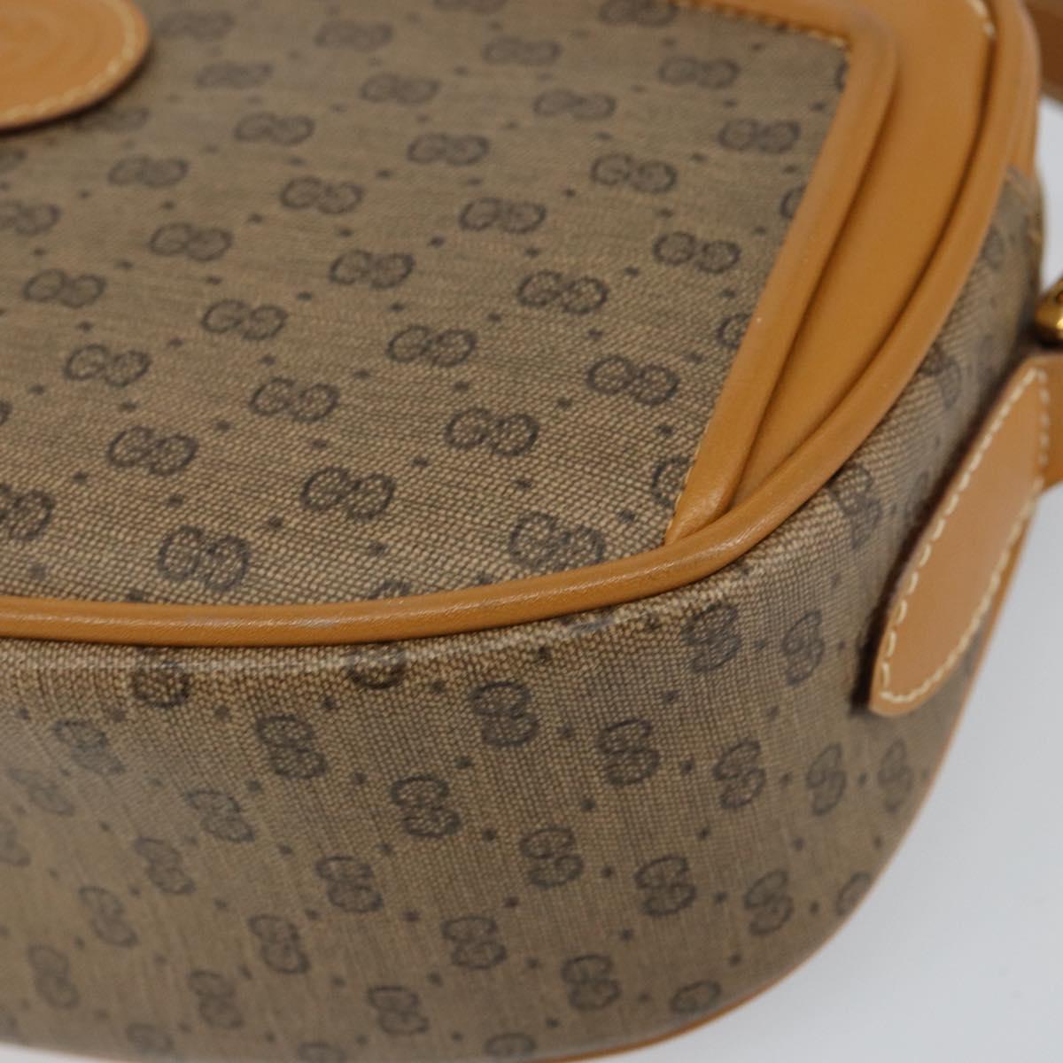 GUCCI Micro GG Canvas Shoulder Bag PVC Leather Beige Auth ki6001