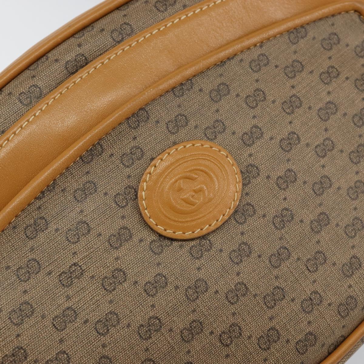 GUCCI Micro GG Canvas Shoulder Bag PVC Leather Beige Auth ki6001