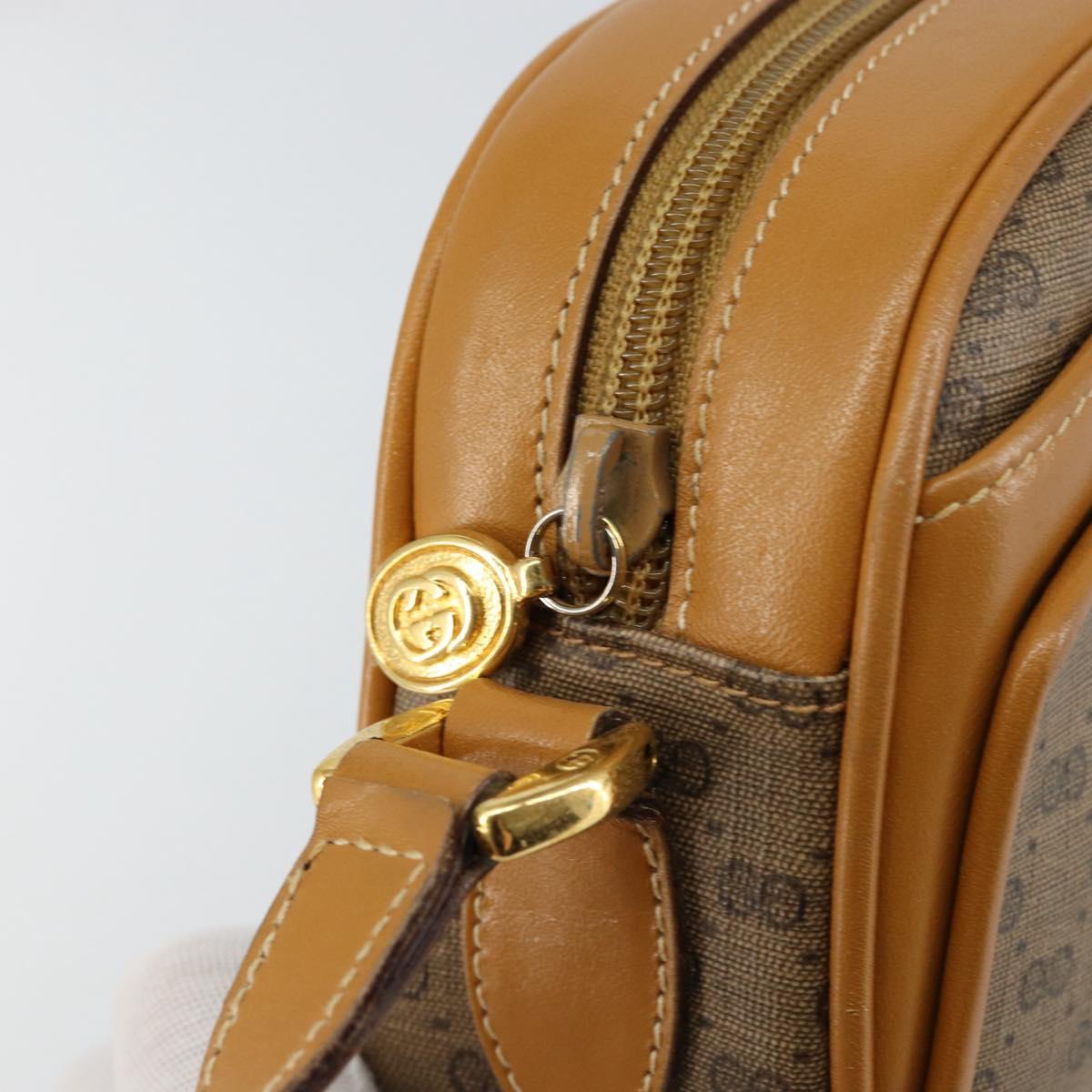 GUCCI Micro GG Canvas Shoulder Bag PVC Leather Beige Auth ki6001