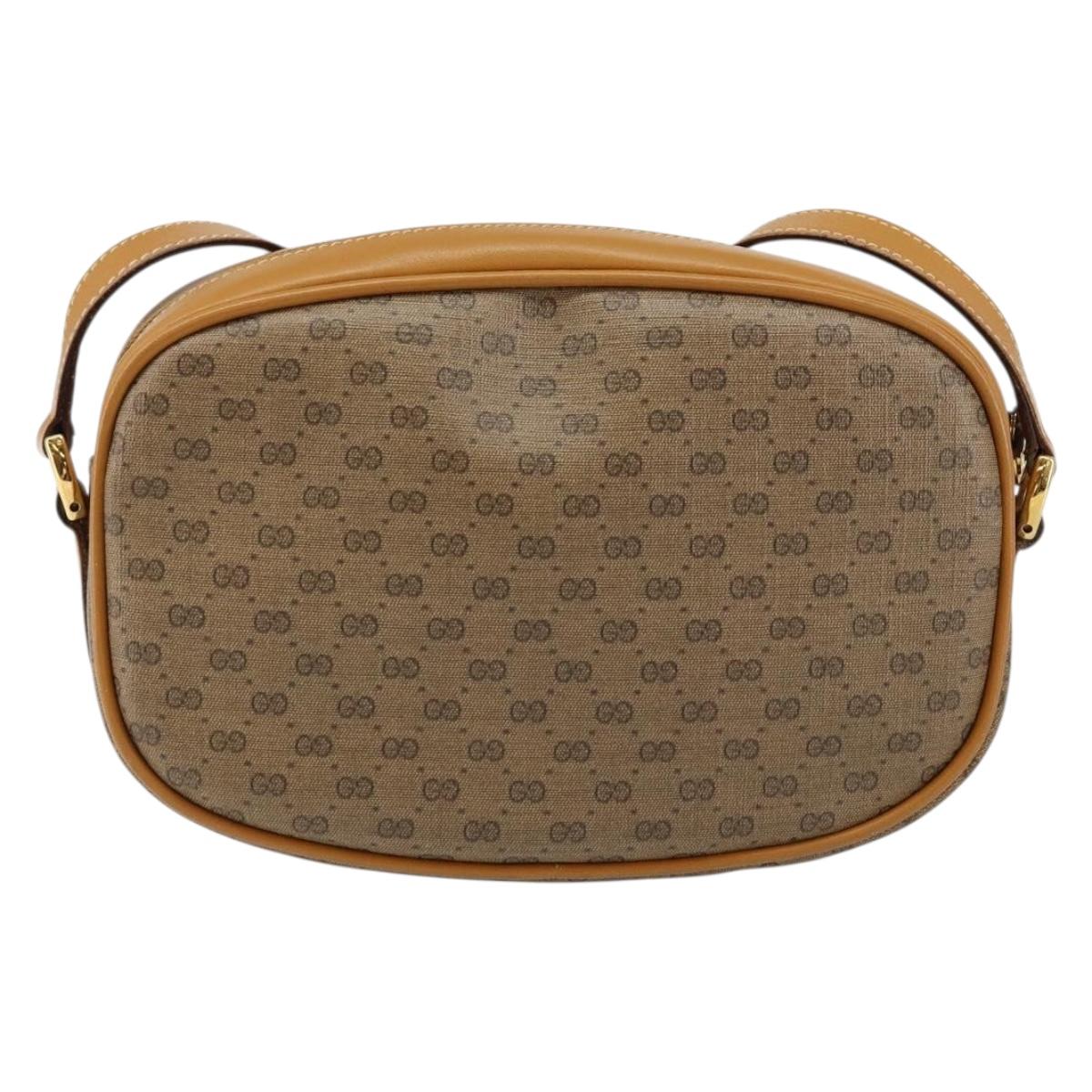 GUCCI Micro GG Canvas Shoulder Bag PVC Leather Beige Auth ki6001