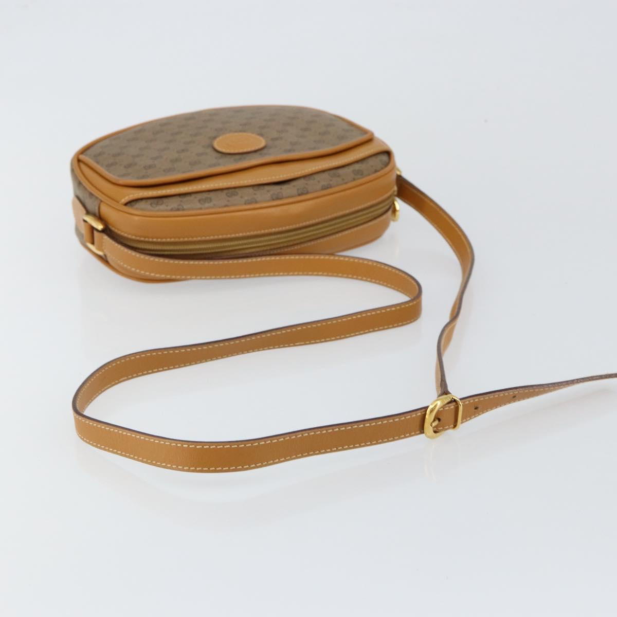 GUCCI Micro GG Canvas Shoulder Bag PVC Leather Beige Auth ki6001