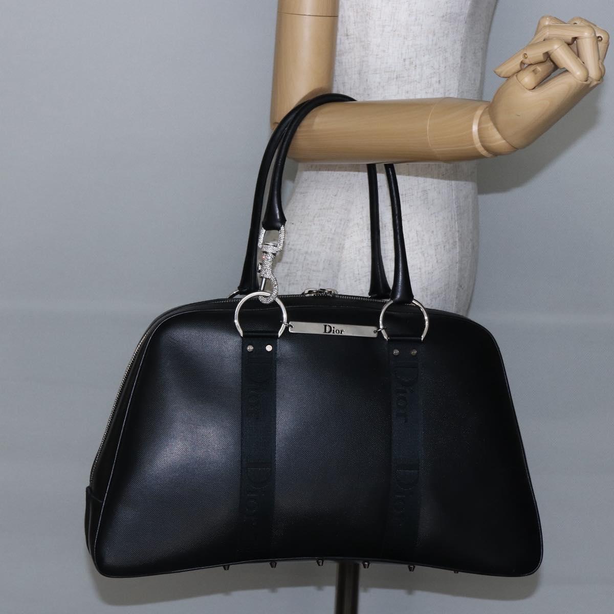Christian Dior Boston Bag Leather Black Auth ki6003