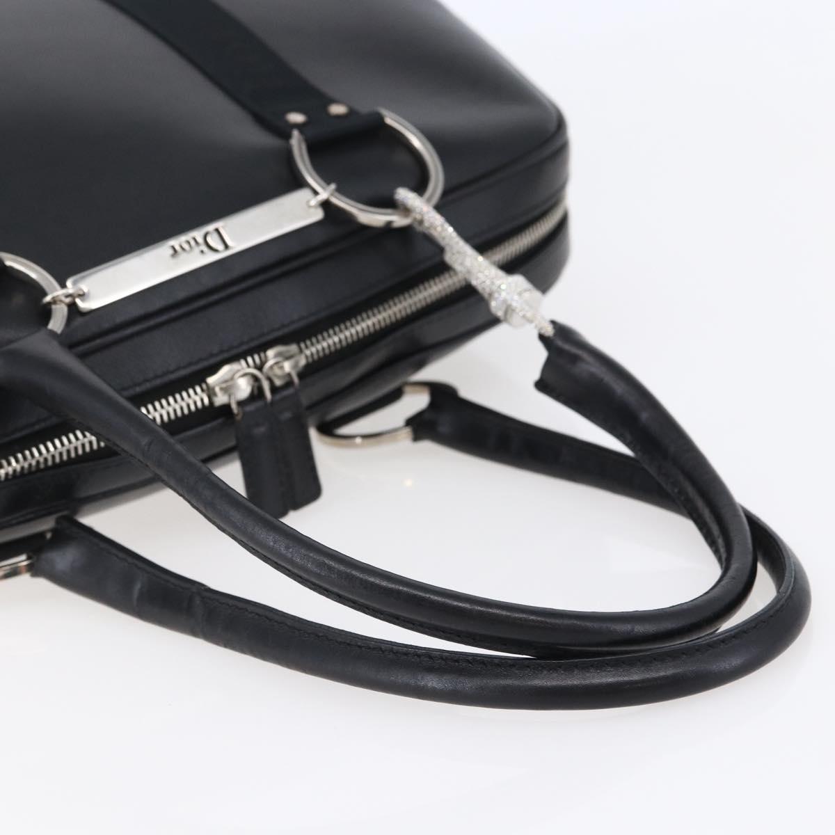 Christian Dior Boston Bag Leather Black Auth ki6003