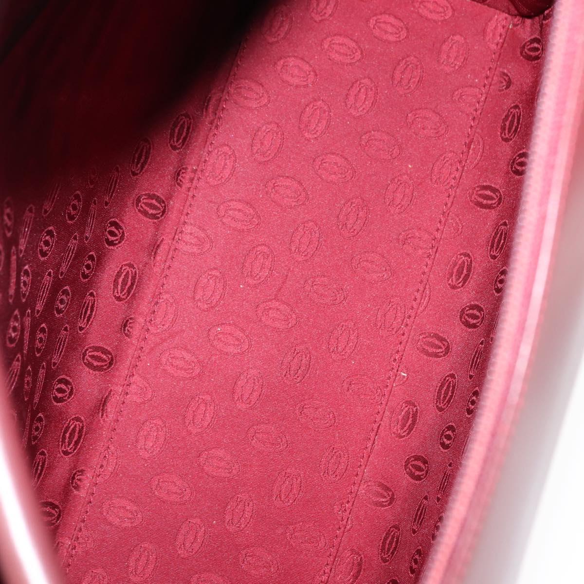 CARTIER Hand Bag Leather Bordeaux Auth ki6008
