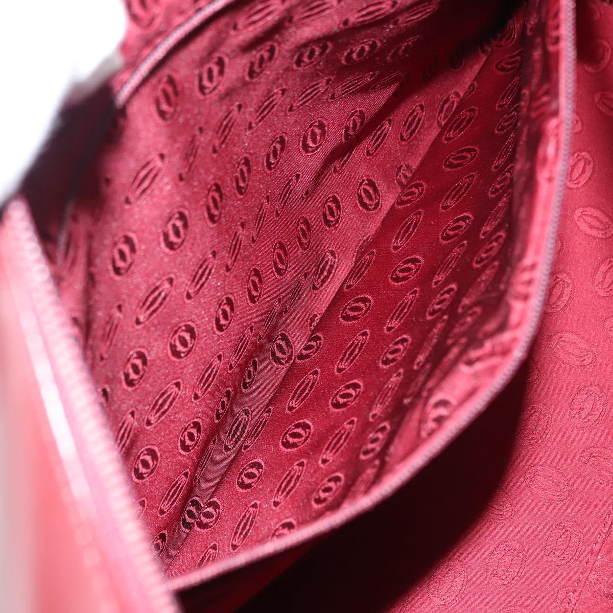 CARTIER Hand Bag Leather Bordeaux Auth ki6008