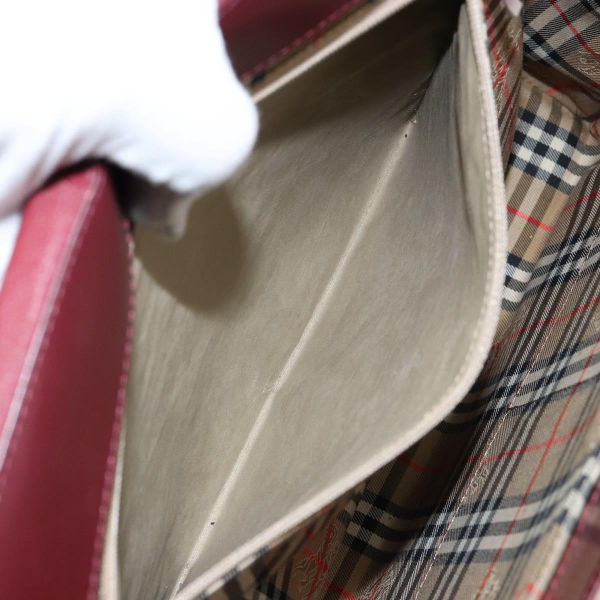 BURBERRY Nova Check Hand Bag Canvas Leather Bordeaux Beige Auth ki6009