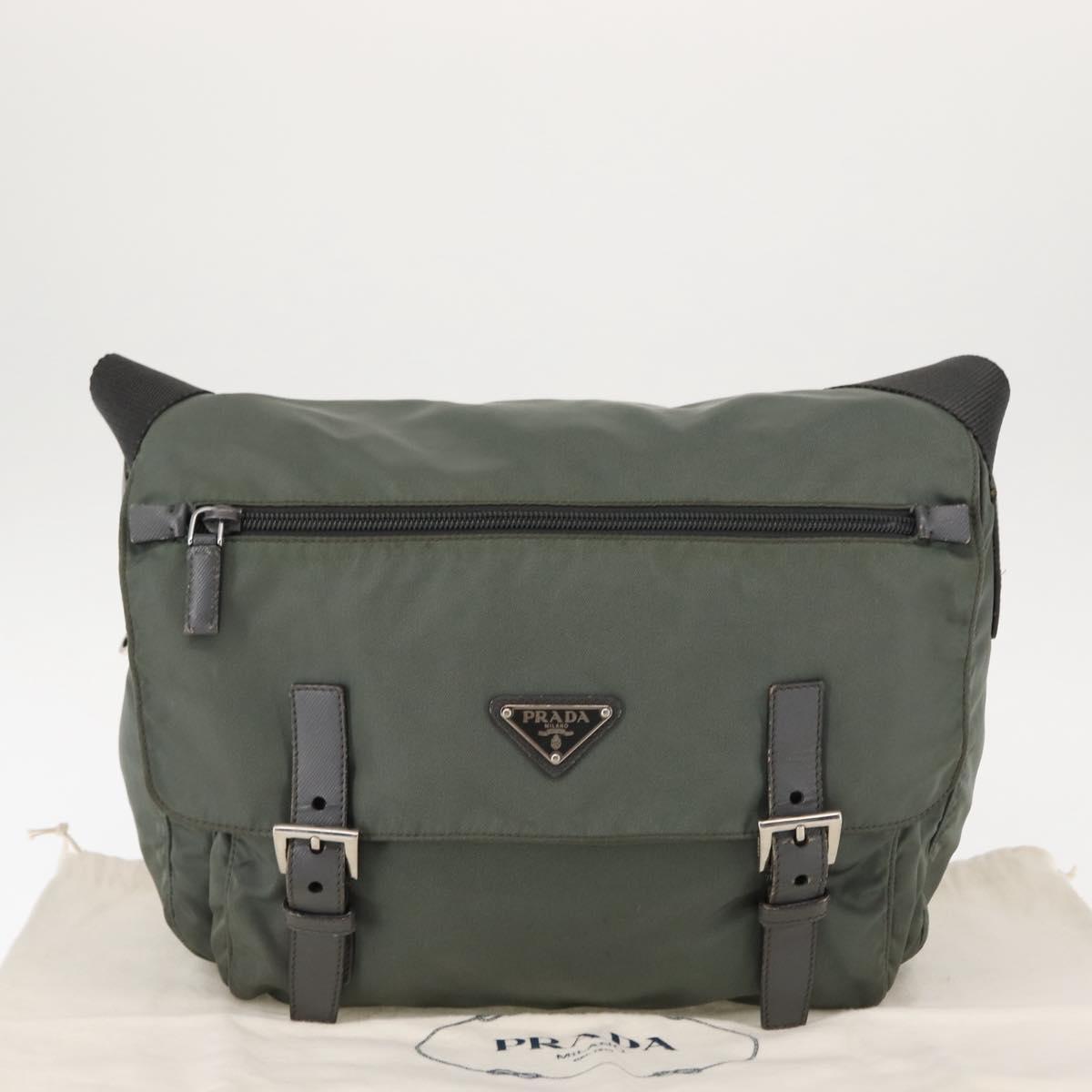 PRADA Shoulder Bag Nylon Khaki Auth ki6015