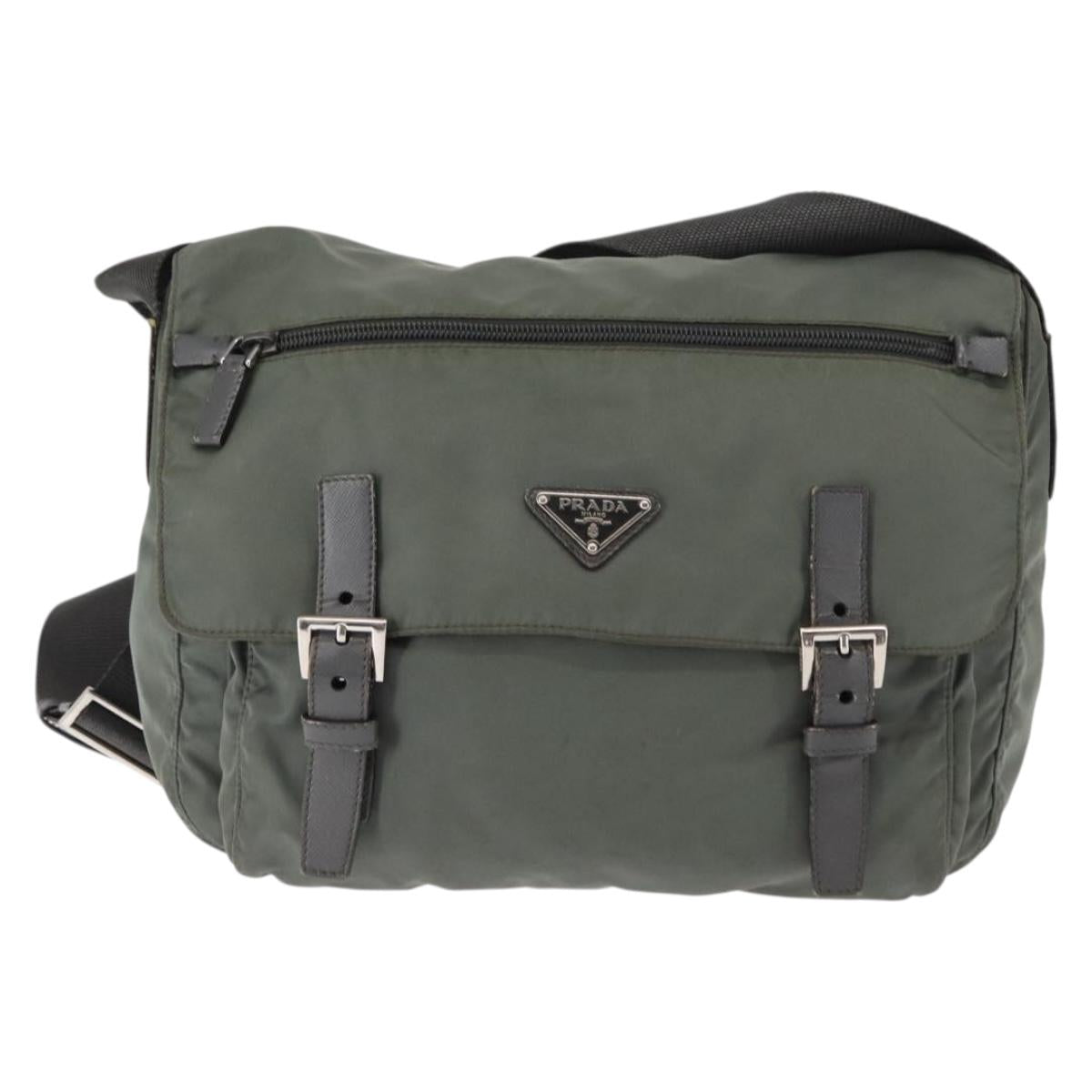 PRADA Shoulder Bag Nylon Khaki Auth ki6015