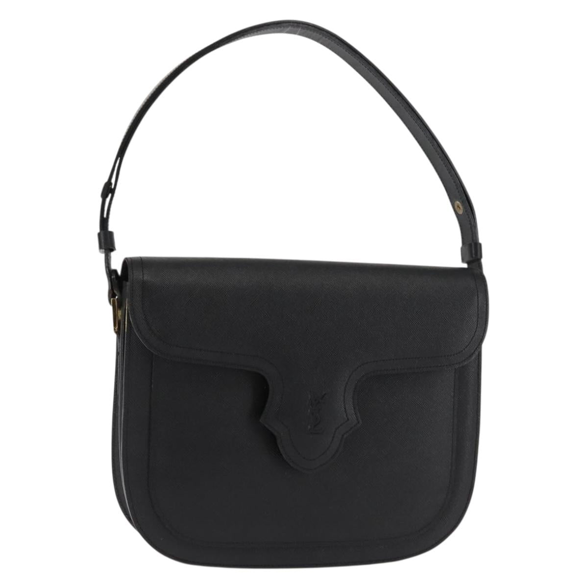 SAINT LAURENT Shoulder Bag Leather Black Auth ki6018
