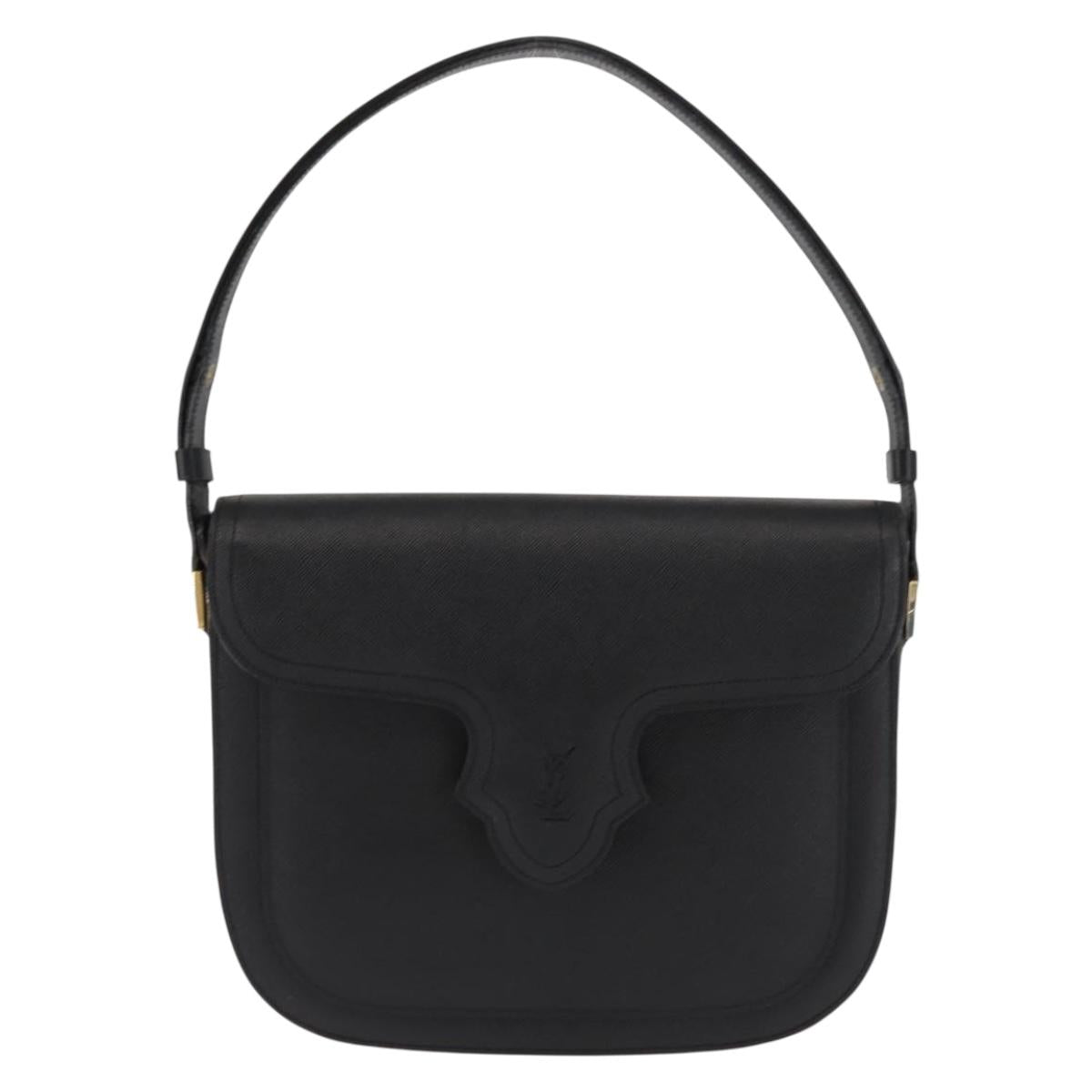 SAINT LAURENT Shoulder Bag Leather Black Auth ki6018