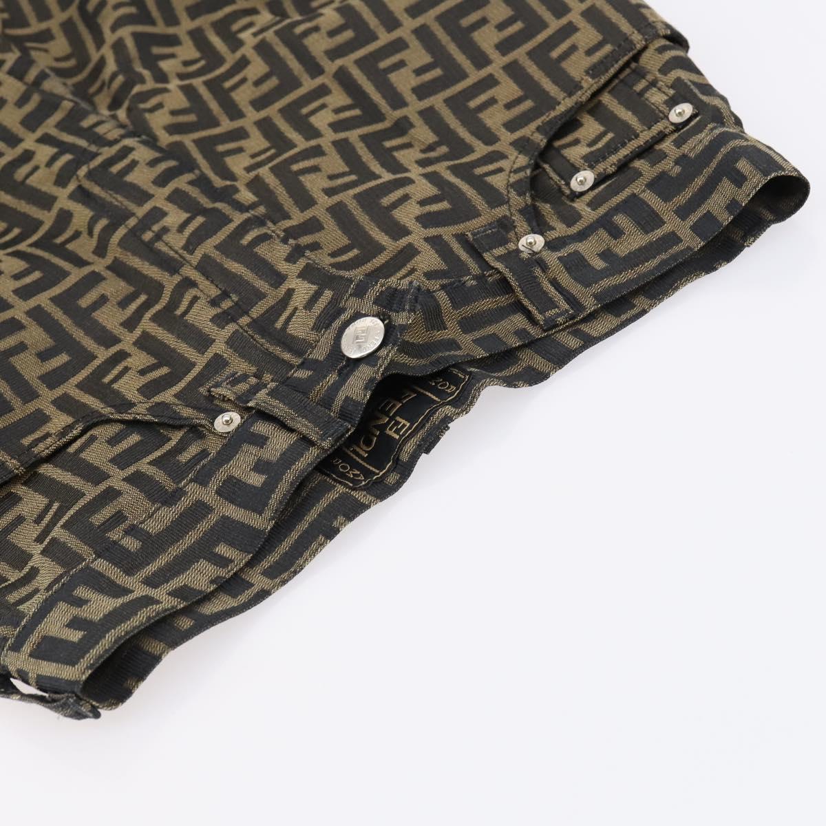 FENDI Zucca Canvas Pecan Canvas Skirt Pants 2 Set Black Brown Auth ki6020