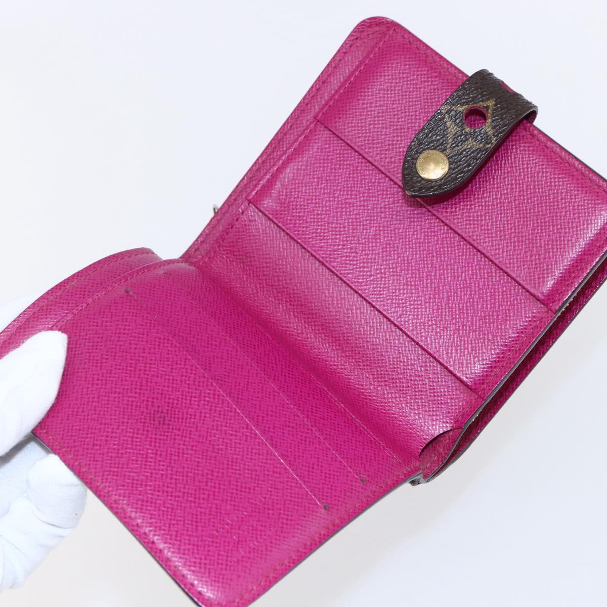 LOUIS VUITTON Monogram Perfo Compact zip Wallet Fuchsia M95188 LV Auth ki6022