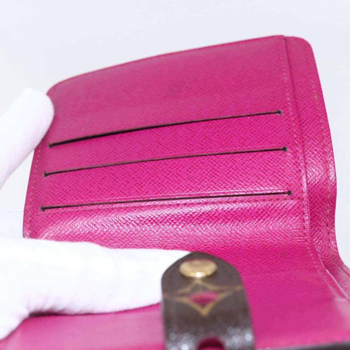 LOUIS VUITTON Monogram Perfo Compact zip Wallet Fuchsia M95188 LV Auth ki6022