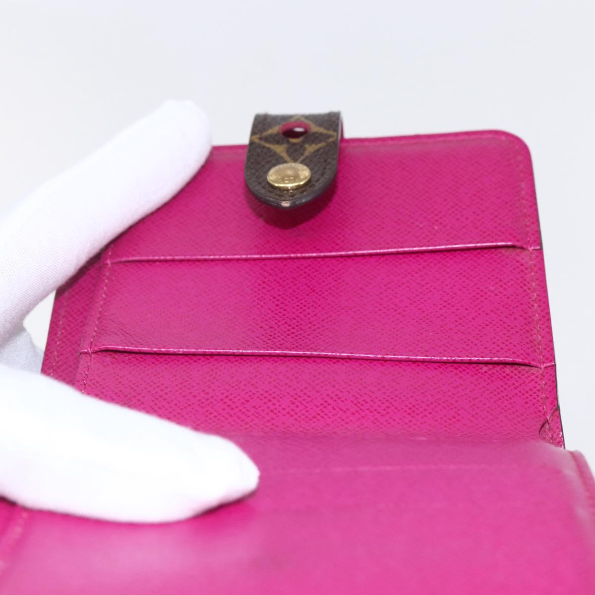 LOUIS VUITTON Monogram Perfo Compact zip Wallet Fuchsia M95188 LV Auth ki6022