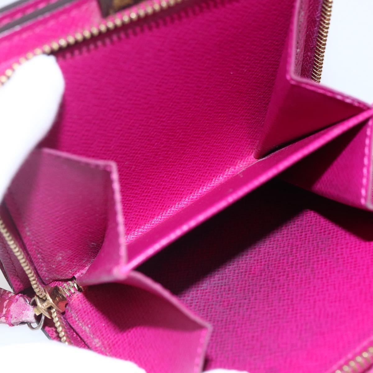 LOUIS VUITTON Monogram Perfo Compact zip Wallet Fuchsia M95188 LV Auth ki6022