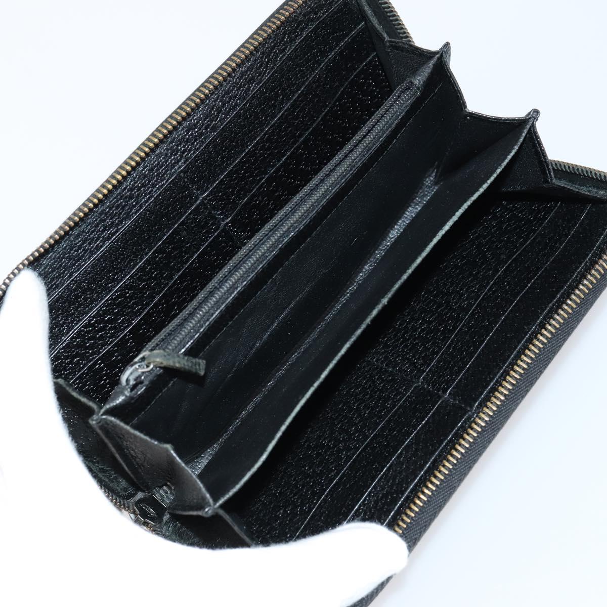 GUCCI GG Canvas Long Wallet Leather 8 Set Beige Black Auth ki6025