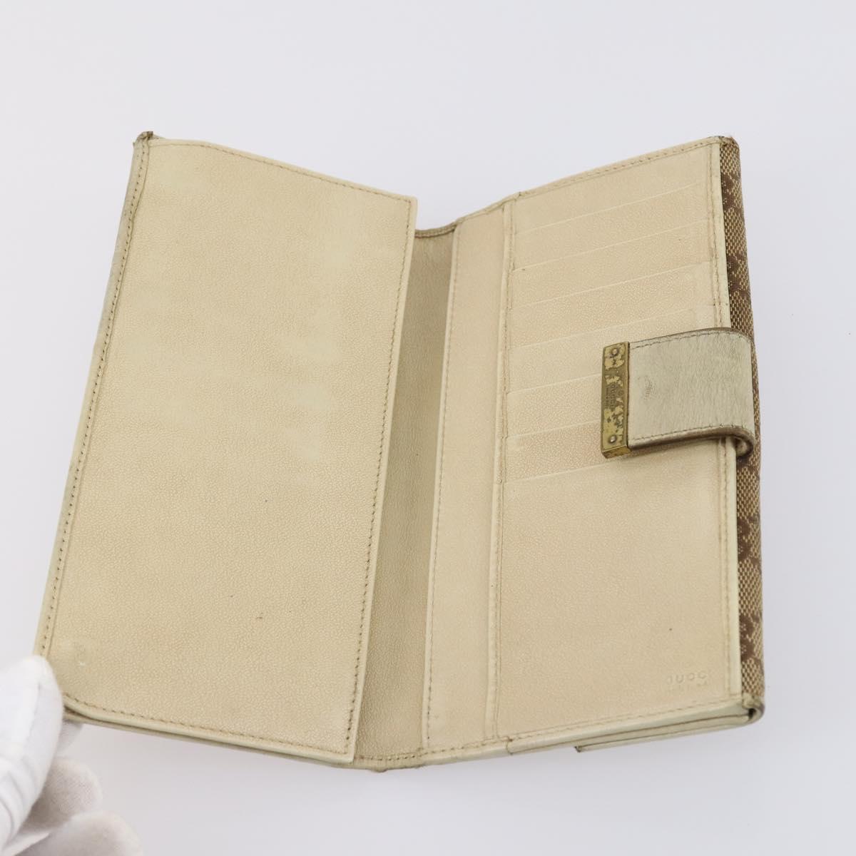 GUCCI GG Canvas Long Wallet Leather 8 Set Beige Black Auth ki6025