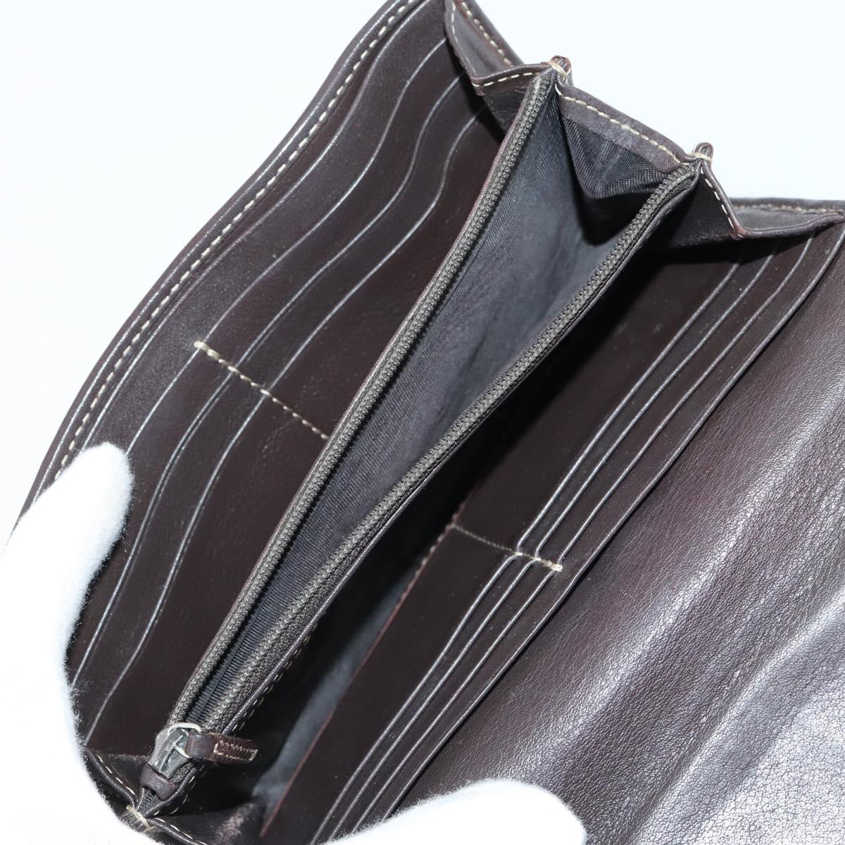 GUCCI GG Canvas Long Wallet Leather 8 Set Beige Black Auth ki6025