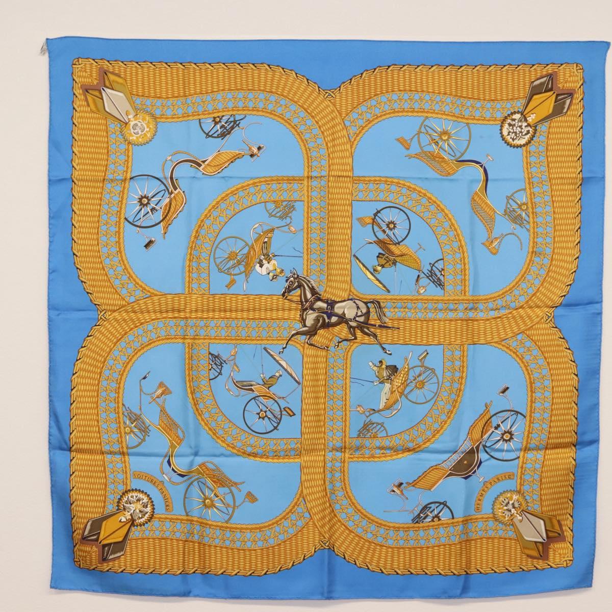 HERMES Carre 90 Scarf Silk 4 Set Red Blue Auth ki6029