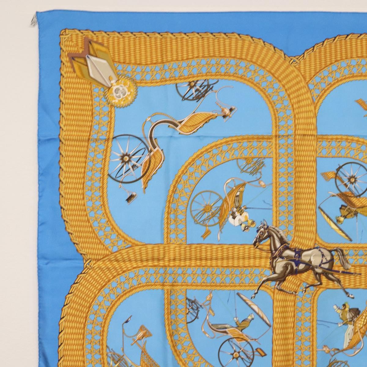 HERMES Carre 90 Scarf Silk 4 Set Red Blue Auth ki6029