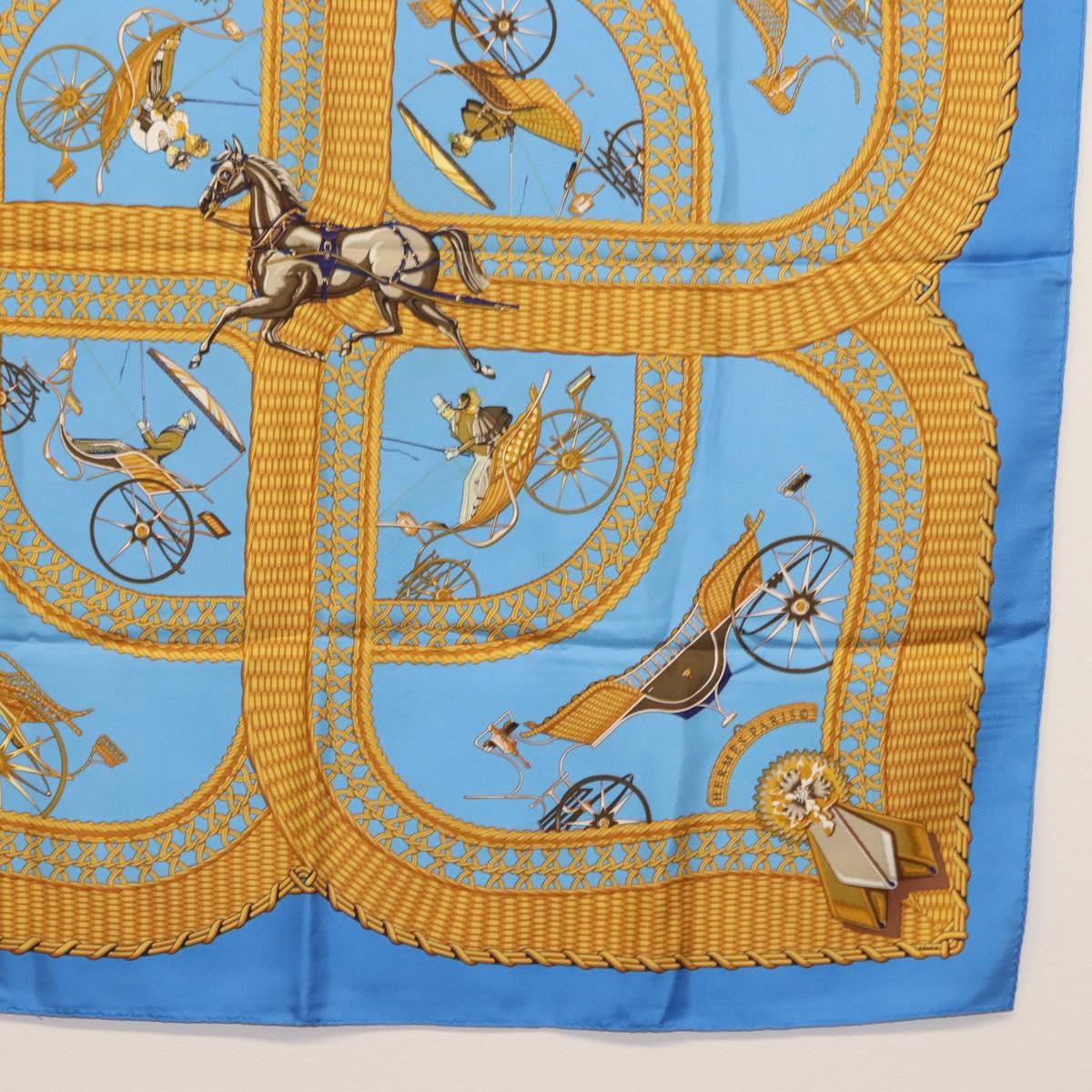 HERMES Carre 90 Scarf Silk 4 Set Red Blue Auth ki6029