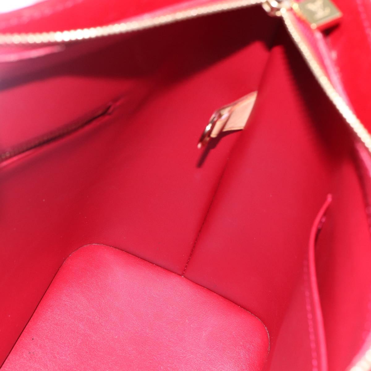 LOUIS VUITTON Monogram Vernis Houston Hand Bag Red M91092 LV Auth ki6030