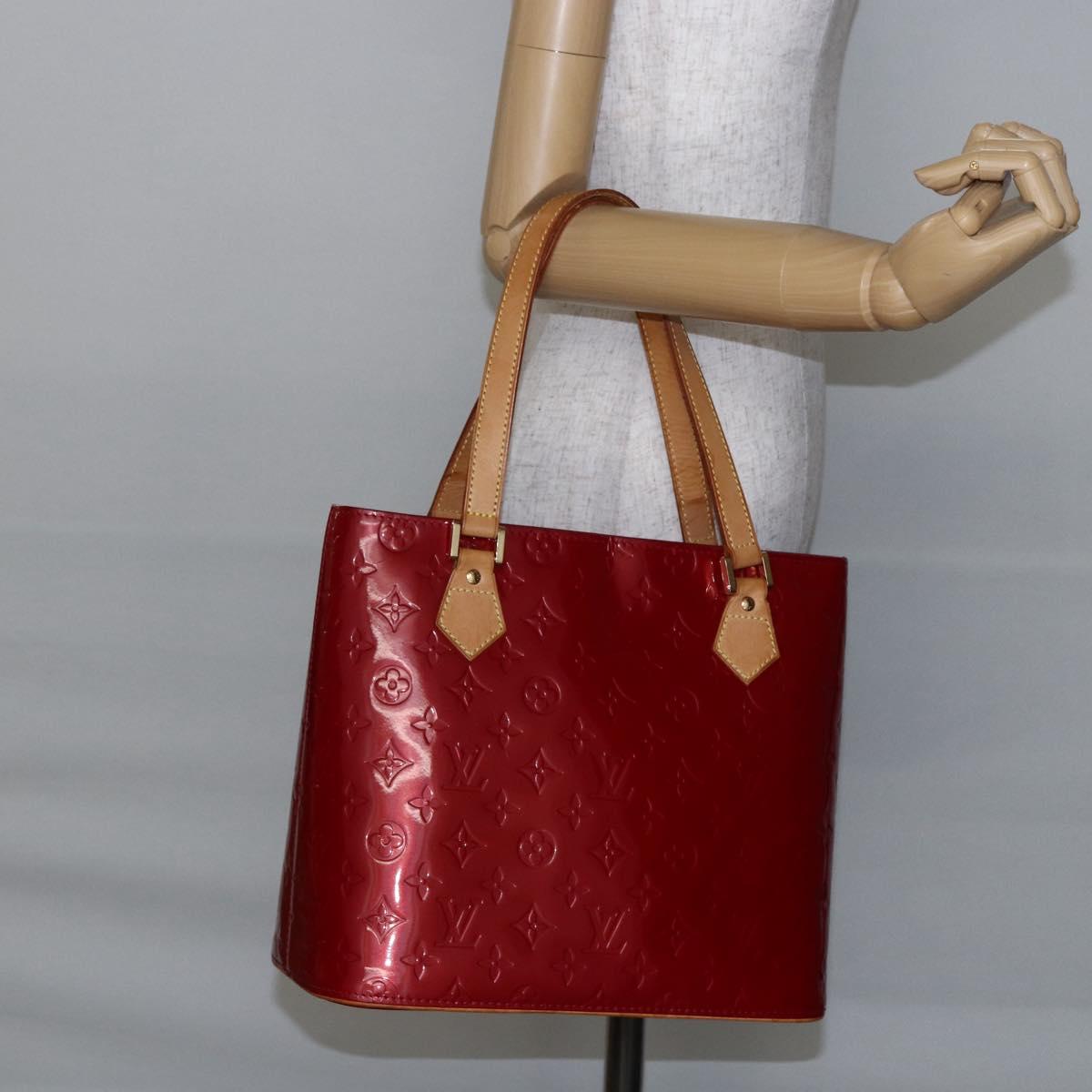 LOUIS VUITTON Monogram Vernis Houston Hand Bag Red M91092 LV Auth ki6030