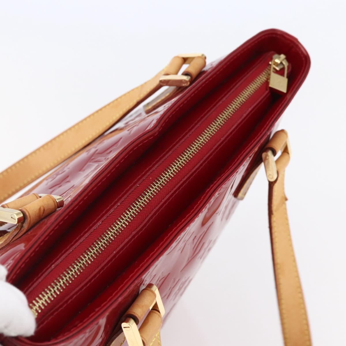 LOUIS VUITTON Monogram Vernis Houston Hand Bag Red M91092 LV Auth ki6030