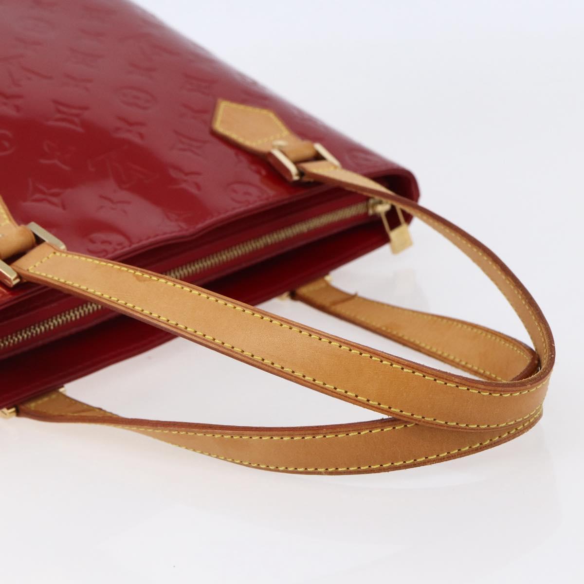 LOUIS VUITTON Monogram Vernis Houston Hand Bag Red M91092 LV Auth ki6030