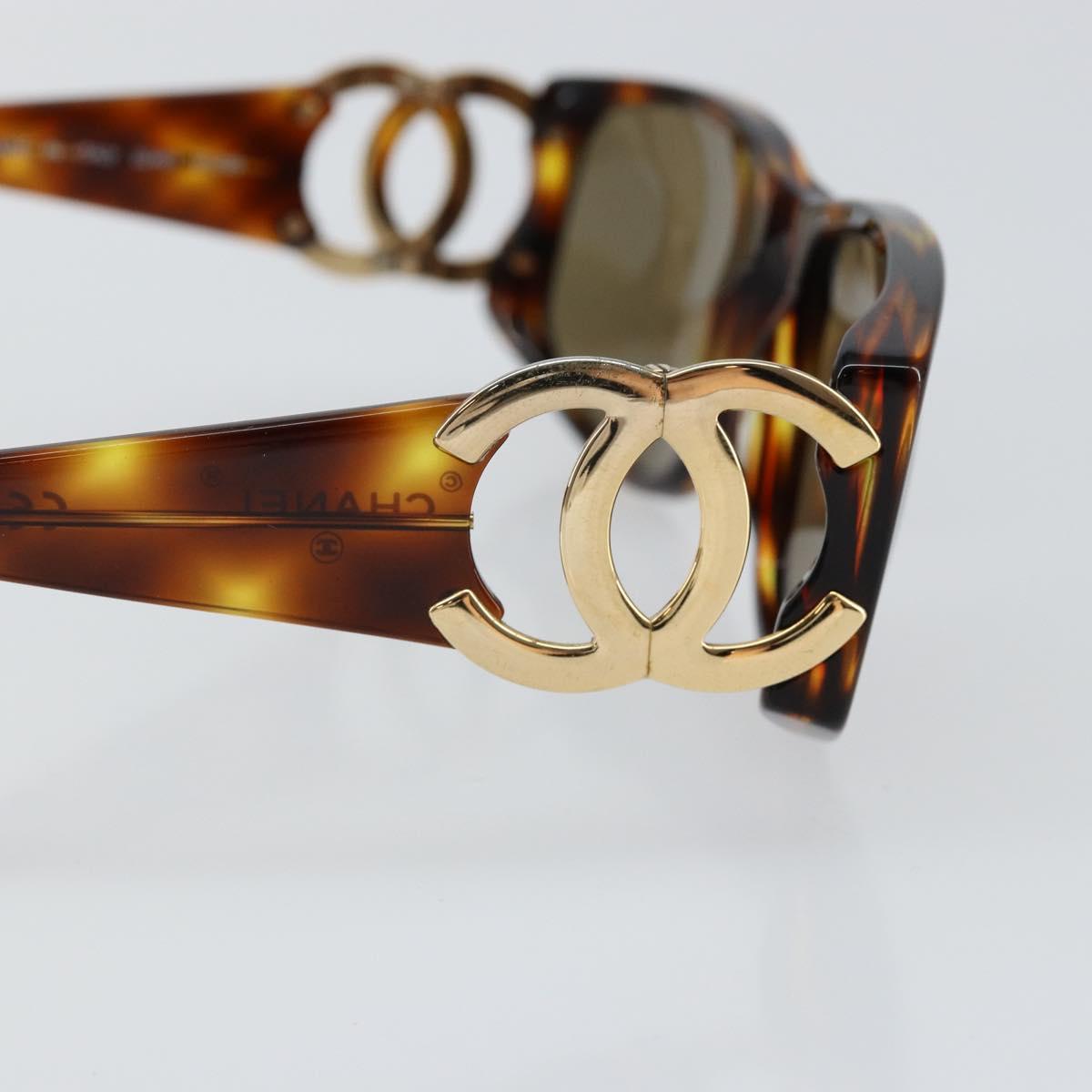 CHANEL Sunglasses plastic Brown CC Auth ki6033