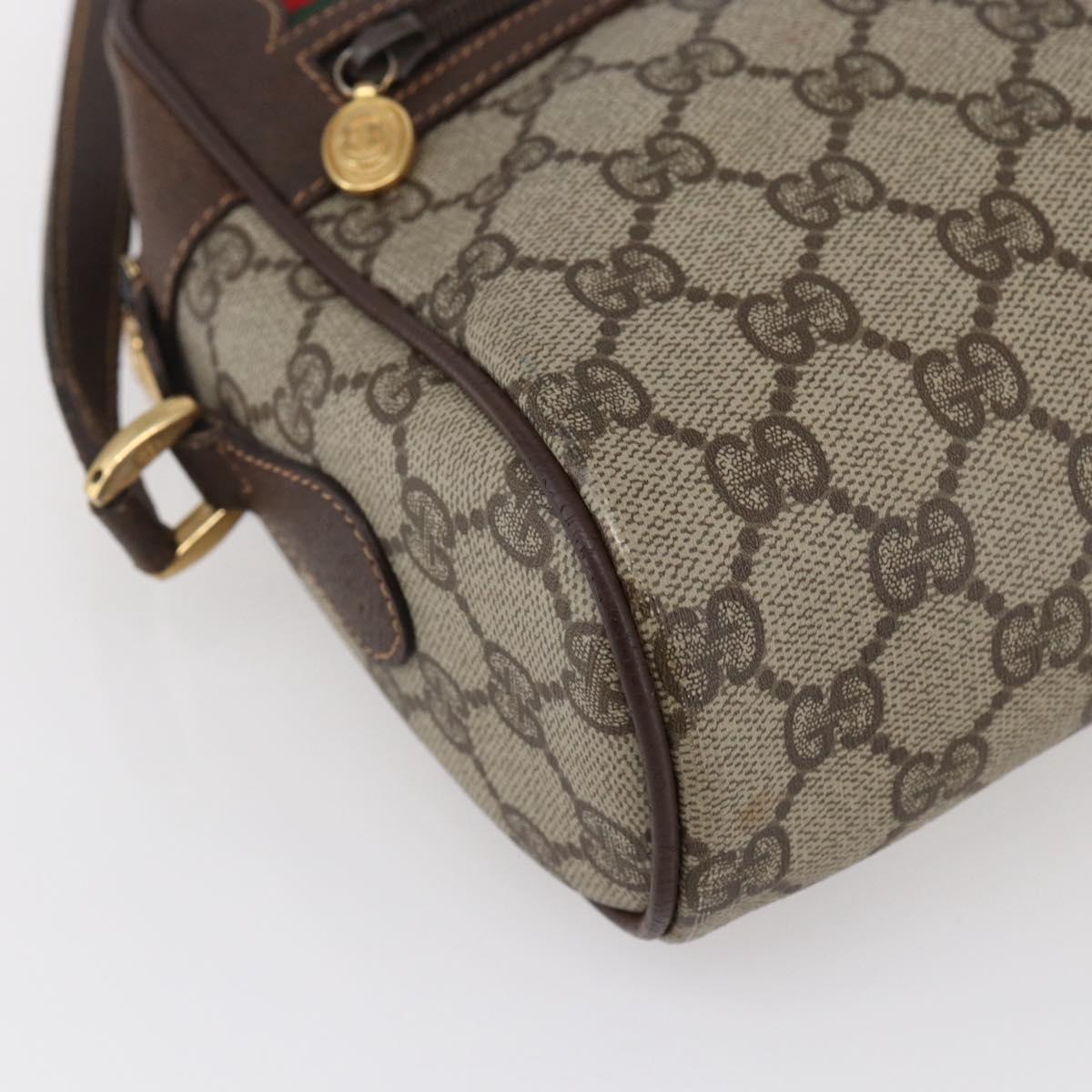 GUCCI GG Supreme Web Sherry Line Shoulder Bag PVC Leather Beige Red Auth ki6037