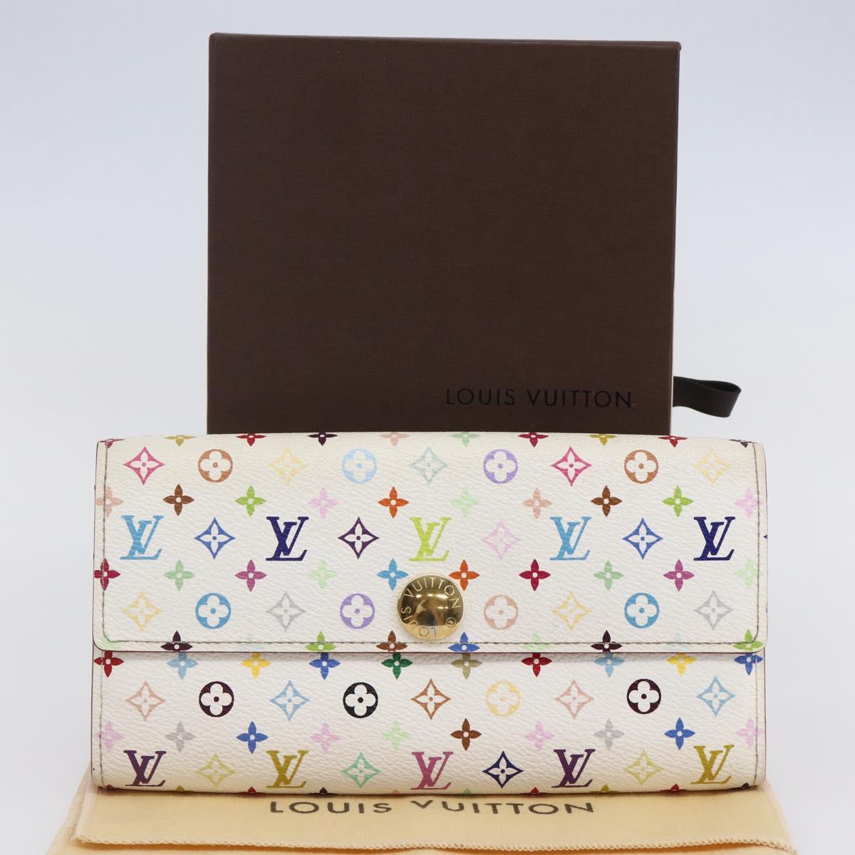 LOUIS VUITTON Monogram Multicolor Portefeuille Sarah White M93745 LV Auth ki6038