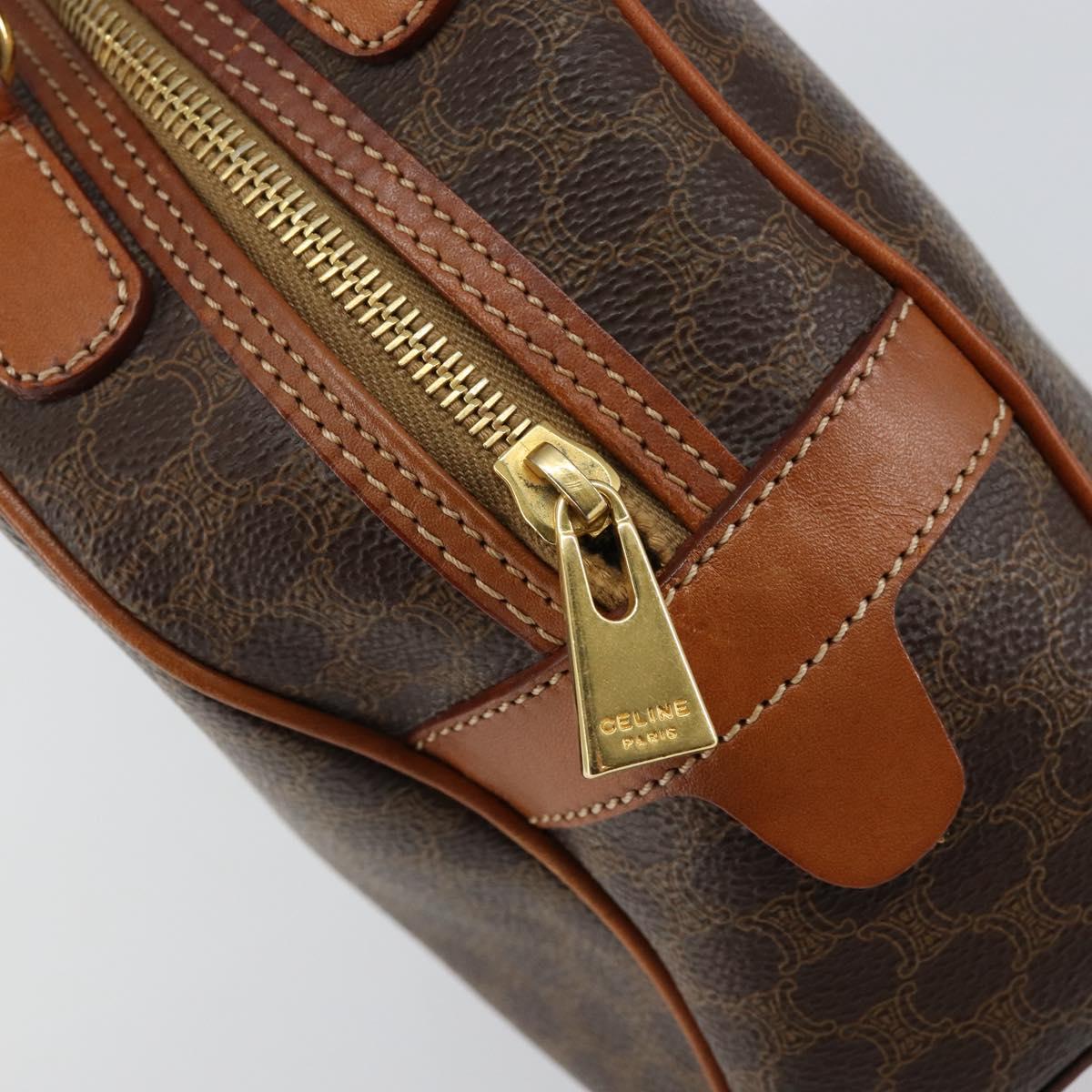 CELINE Macadam Canvas Hand Bag PVC Leather Brown Auth ki6044