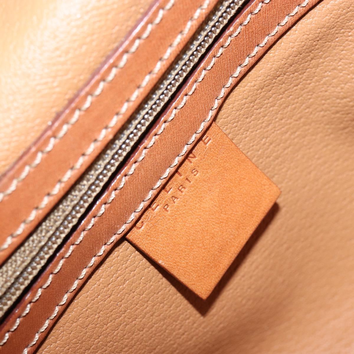 CELINE Macadam Canvas Hand Bag PVC Leather Brown Auth ki6044