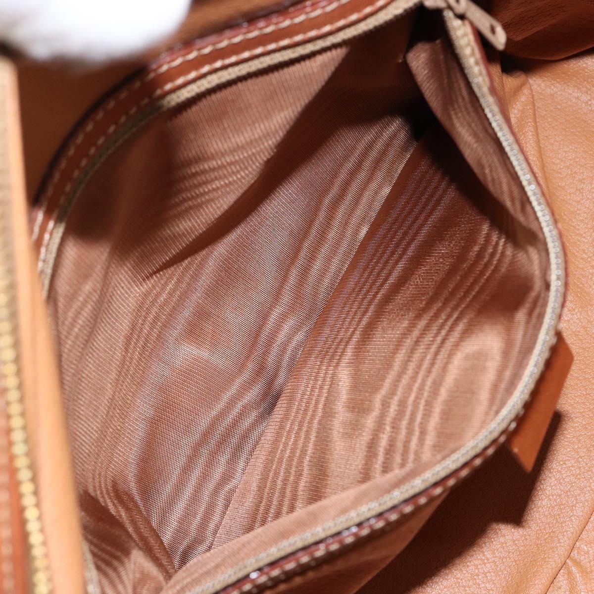 CELINE Macadam Canvas Hand Bag PVC Leather Brown Auth ki6044