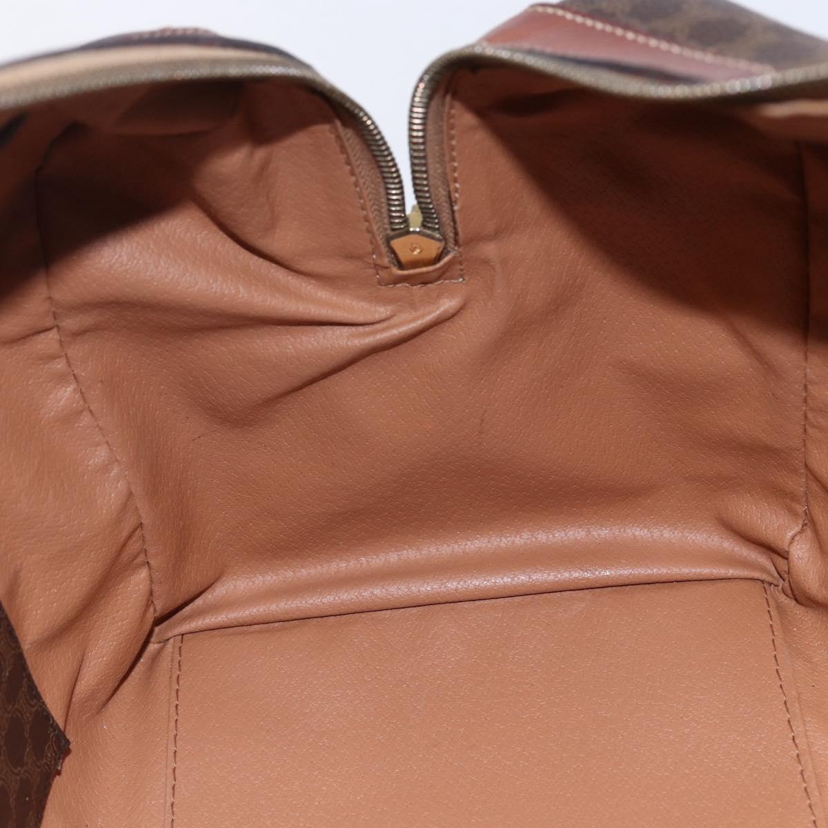 CELINE Macadam Canvas Mini Boston Bag PVC Leather Brown Auth ki6045