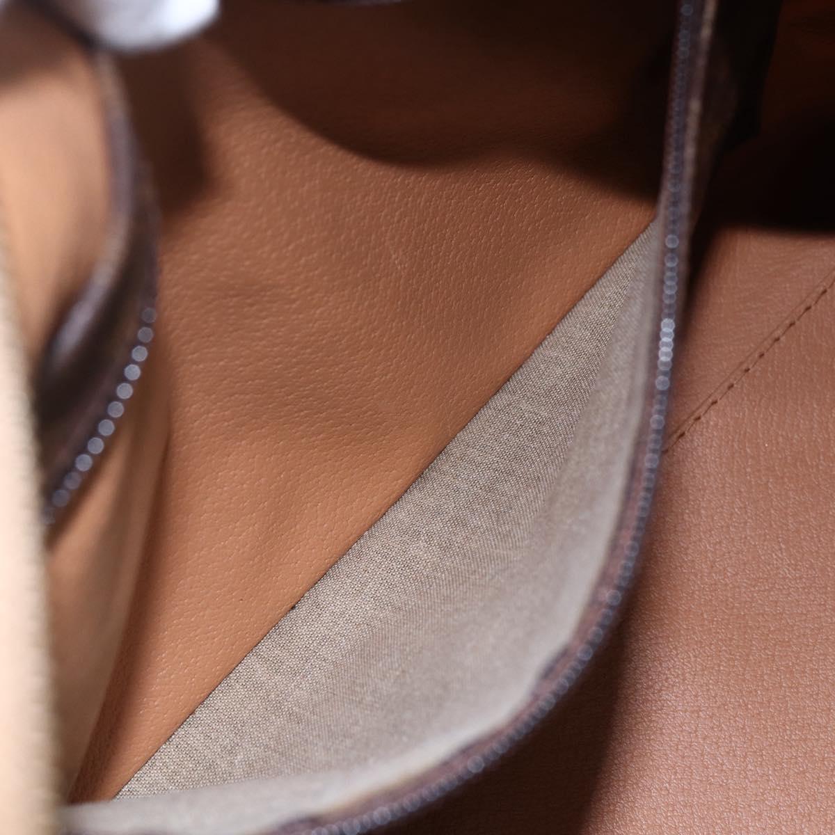 CELINE Macadam Canvas Mini Boston Bag PVC Leather Brown Auth ki6045