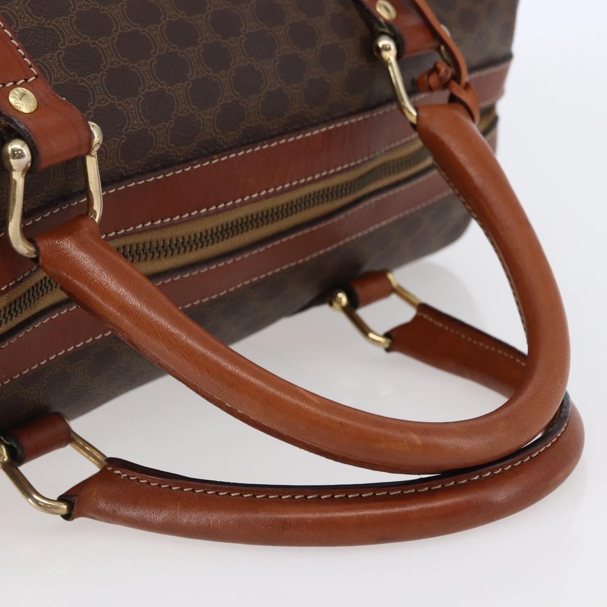 CELINE Macadam Canvas Mini Boston Bag PVC Leather Brown Auth ki6045
